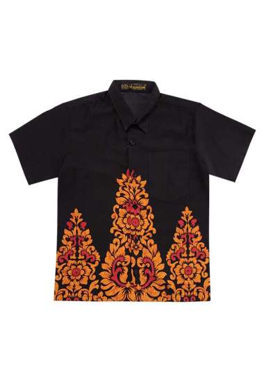 Arjuna Weda Hem Batik Anak Daun Ukiran 51018089 - Hitam M