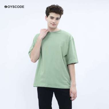 BOYSCODE Kaos Polos Oversize Basic Oneck Lengan Pendek Pria Hijau / Men T-Shirt Premium Cotton Green