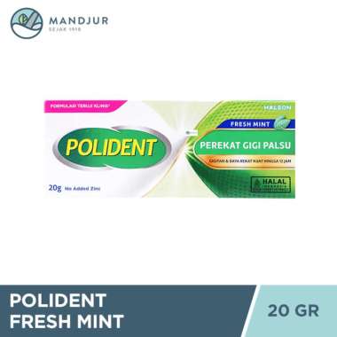 Polident Perekat Gigi Palsu Fresh Mint 20 Gr - Perekat Gigi Palsu