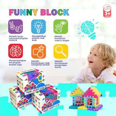 Mainan Anak FUNNY BLOCK 120PCS/Mainan Balok Anak Block Rumah DIY