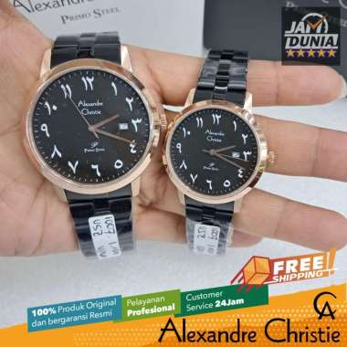 JAM TANGAN COUPLE PRIA DAN WANITA ORIGINAL ALEXANDRE CHRISTIE PRIMO 1007 AC1007 AC 1007 HITAM ROSEGO