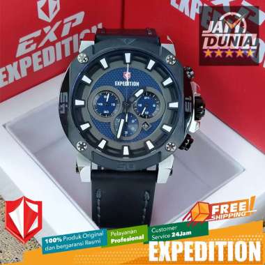 JAM TANGAN PRIA EXPEDITION ORIGINAL EXF 6606 EXF6606 EXF 6606 EXPEDITION 6606 BLACK SILVER DIAL BLUE