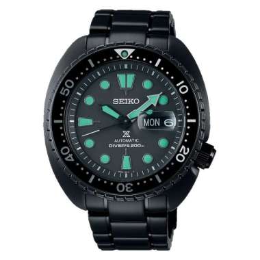 Seiko Prospex SRPK43K1 King Turtle Black Series Night Vision Diver Black Stainless Steel - Jam Tanga