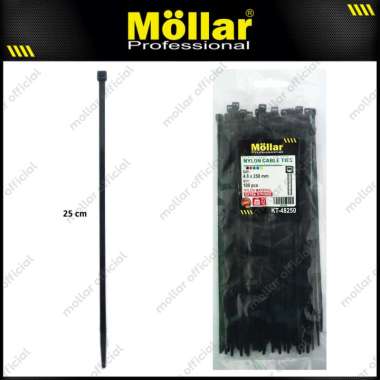MOLLAR KT-48250 Kabel Ties 4.8 x 250 mm Hitam 25 cm Tali Pengikat Nylon Cable Tie