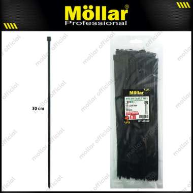 MOLLAR KT-48300 Kabel Ties 4.8 x 300 mm Hitam 30 cm Tali Pengikat Nylon Cable Tie