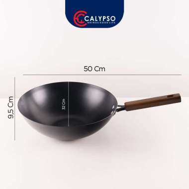 Calypso Sauce Pan Wok Pan Wajan Penggorengan Nitride Iron 20cm-32cm Gagang Kayu Anti Lengket Wok Pan