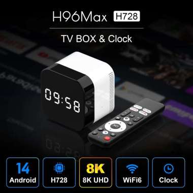 Android Tv Box H96 MAX Alwinner H728 4GB/128GB ANDROID 14 WIFI6 8K Digital Display Clock