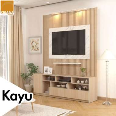 KIRANA Staten - Meja TV Kayu / Bufet TV / Rak TV / Lemari TV / Backdrop TV Motif Marmer Modern Minim