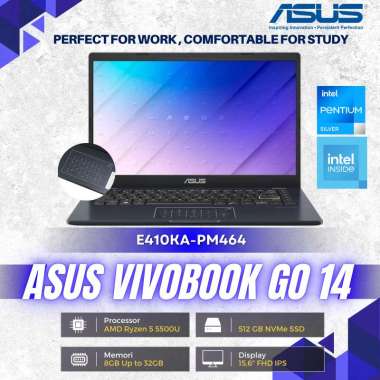 LAPTOP KULIAH 3 JUTAAN ASUS VIVOBOOK 14 E410KA INTEL PENTIUM N6000 4GB SSD 128GB + 64GB Emmc W11 14"