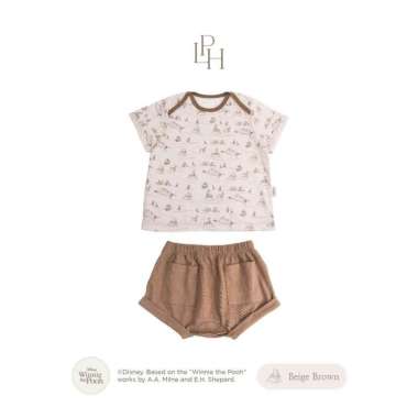 Little Palmerhaus Winnie The Pooh Baby Boy Attire Set Setelan Anak Bayi 0-6 bulan Beige Brown
