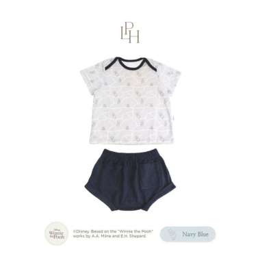 Little Palmerhaus Winnie The Pooh Baby Boy Attire Set Setelan Anak Bayi 0-6 bulan Navy Blue