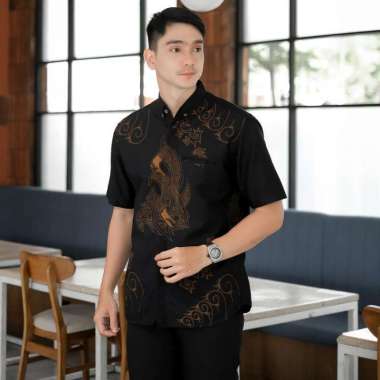 DGM Fashion Kemeja Batik Pria lapis furing Lengan Pendek Premium Batik Puring 051 2596 PAKAI FURING 