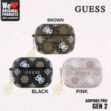 Case Airpods Pro 2 - GUESS PU Peony On 4G Charm - Original - Airpods Pro 2 BLACK