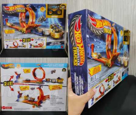 mainan anak koleksi track hotwheels monster trucks loop and flip trophy challenge 2025 track jalan h