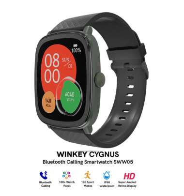 Jam Tangan Unisex WINKEY SWW05 Smartwatch Cygnus with Amoled Display & Bluetooth Call Black Rubber S