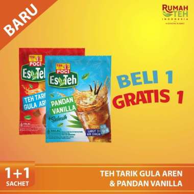 [Buy 1 get 1 free] Es Teh Poci Pandan Vanilla 1 sachet + Free Es Teh Poci Gula Aren 1 sachet (Trial 