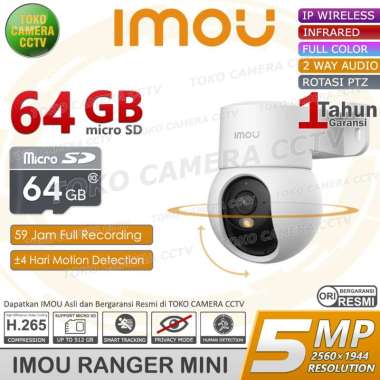 CCTV WIFI PTZ IMOU RANGER MINI 5MP KAMERA CCTV PINTAR BERSUARA BERWARNA MEMORI 64GB