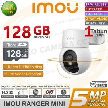 CCTV WIFI PTZ IMOU RANGER MINI 5MP KAMERA CCTV PINTAR BERSUARA BERWARNA MEMORI 128GB