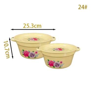 Mangkok Baskom Wadah Kobokan Stainless dengan Tutup Waskom Enamel Bunga Tahan Karat Baskom Tutup 24C