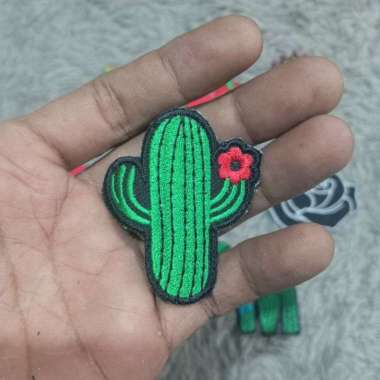 Patch bordir bunga rose, patch bordir buah buahan Kaktus Polos