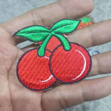 Patch bordir bunga rose, patch bordir buah buahan Chery