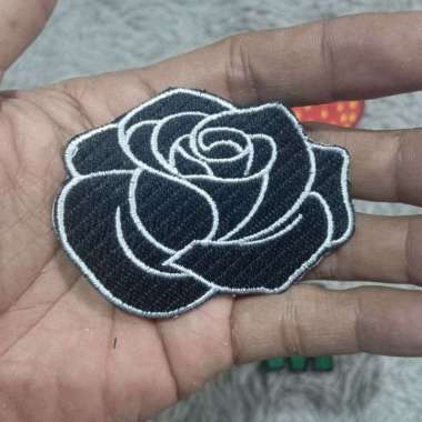 Patch bordir bunga rose, patch bordir buah buahan Rose Hitam