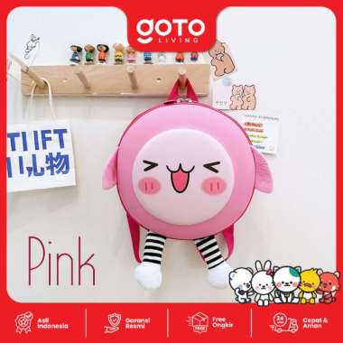 Goto Bubba Tas Ransel Anak Perempuan Backpack Mini Bulat Sekolah Paud PINK
