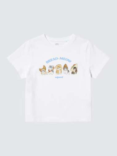 UNIQLO KAOS UT T-SHIRT Wanita Mofusand crew neck Lengan Pendek white S