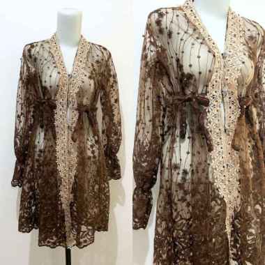 Outer Azura Tunik Tille Brukat Wanita | Kebaya Brukat Modern | Outer Brukat Kondangan Wisuda Lebaran