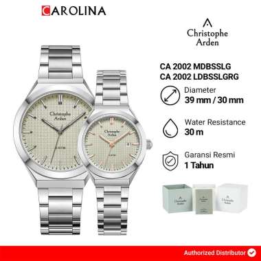 Jam Tangan Couple Christophe Arden Classic Steel CA 2002 M/LDBSSLGRG Grey Dial Stainless Steel Strap