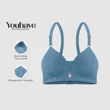 You've (YouHave) BH Wanita Bra Woman Women Bra Tanpa Kawat Busa Tipis 3 Kaitan Bra Tali Dilepas Cup