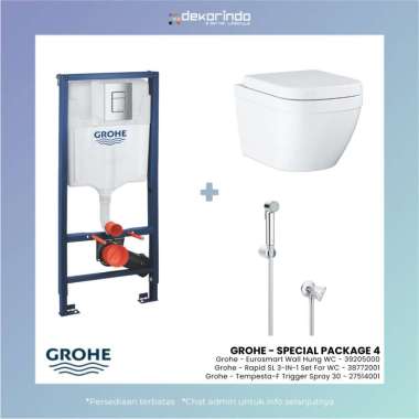 GROHE - SPECIAL PACKAGE 4 - GROHE EUROSMART WALL HUNG WC 39205000 + 38772001 + 27514001