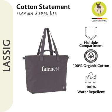 LASSIG Green Cotton Statement Shopper Bag / tas popok bayi / tas popok bayi multifungsi Anthracite