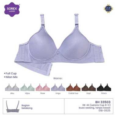 Sorex Bra Tanpa Kawat Busa Kait 3 Setara Cup B-C Full Cup Nilon Mix Bra Harian BH 33503 Size 40 Hita