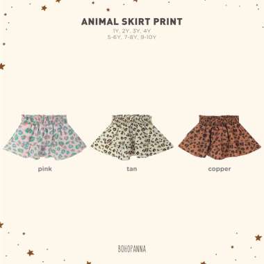 BOHOPANNA - ANIMAL SKIRT PRINT - ROK ANAK 9-10Y PINK