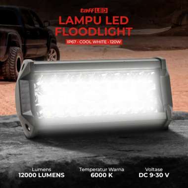 TaffLED Lampu LED Floodlight Foglamp Mobil Truck Cool White IP67 120W - C8-1519 Hitam