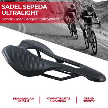 EC90 Jok Sadel Sepeda Bike Saddle Fiber PU Leather Ultralight - C05 Hitam