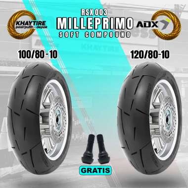 SEPASANG BAN MOTOR VESPA MATIC 100/80 + 120/80 Ring 10 Tubeless
