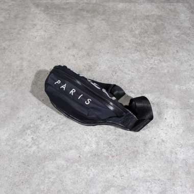 Tas KENZO PARIS TEXT WHITE BLACK NYLON WAIST BAG 100% ORIGINAL 36X16X8CM