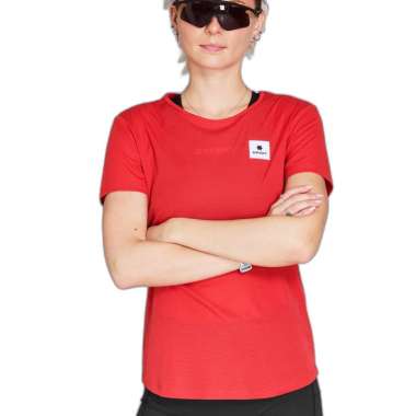 SAYSKY - Women's Reactive Flow T-Shirt - Kaos Lari Wanita M Red AOP