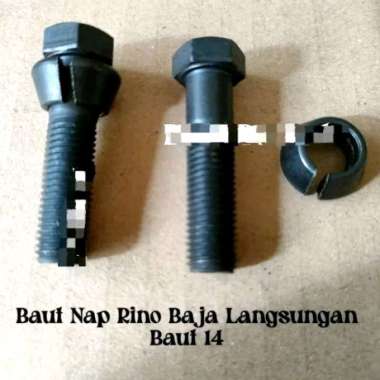 ( 1Biji ) Baut nap rino baja langsungan baut as roda rino 14b ht125 ht130 dutro baut nap roda rino h