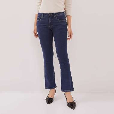 DUST Celana Mid Rise Bootcut Jeans Laira Biru (D. 31311) M