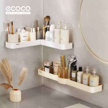ECOCO Rotating Corner Shelf - Rak sudut kamar mandi rak penyimpanan segitiga yang dapat dipasang di 