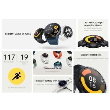Mi Watch S1 Active Smart Watch Sport Smartwatch Fitness Biru