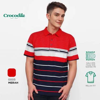 Crocodile DIAMOND - Kaos Premium Pria Men Polo Shirt - Relax Fit 0005 Merah XL