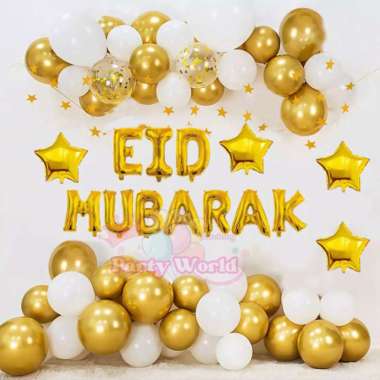 Paket Dekorasi Ramadhan Eid Mubarak Gold Eid Mubarak