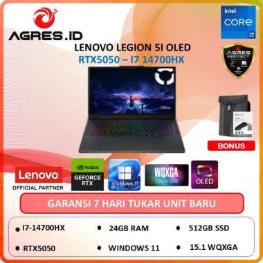 LENOVO LEGION 5I RTX5050 OLED I7 14700HX 24GB 512GB W11+OHS 15.1 WQXGA 165HZ -4RID Bundle Standart