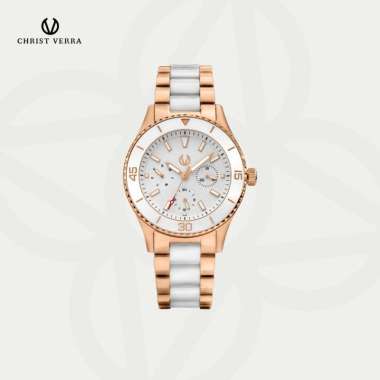 Christ Verra Casual Women's Watches Jam Tangan Wanita Tali Rantai CV 12351L-55 WHT