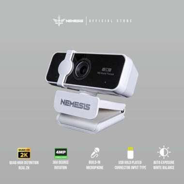 Webcam NYK A95 ALBATROS 2K Hitam - Rotasi 360° Plug & Play