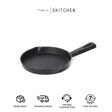 SKITCHEN Cast Iron Stockholm Skillet Medium (20 cm) - Wajan Penggorengan Besi Cor Premium Anti Gores